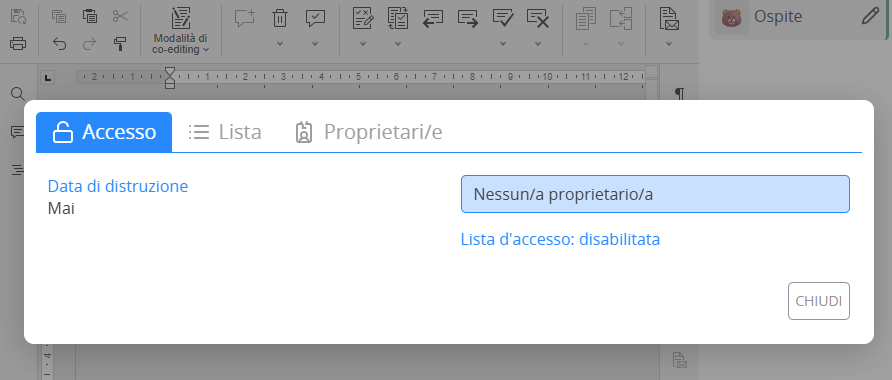 Access list documenti CryptPad