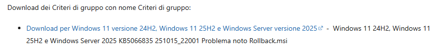 Esempio pacchetto KIR Windows