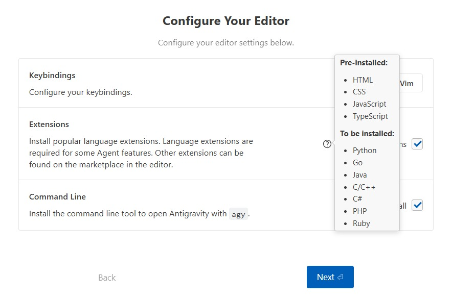 Estensioni supportate da Google Antigravity