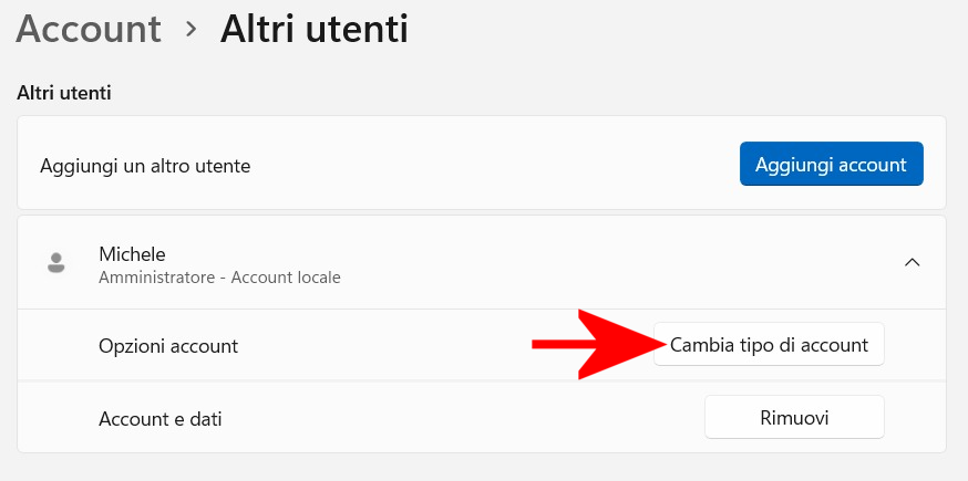 Finestra Altri utenti Windows 11