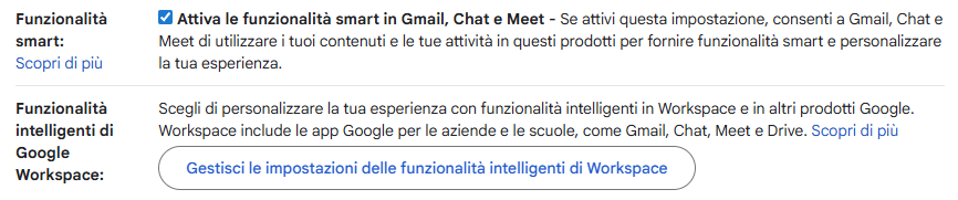 Funzionalità intelligenti Gmail e Google Workspace