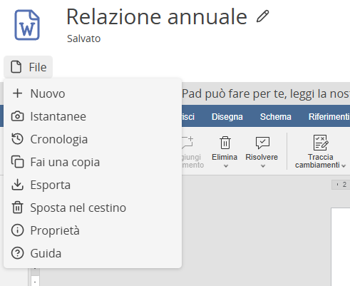 Menu principale CryptPad