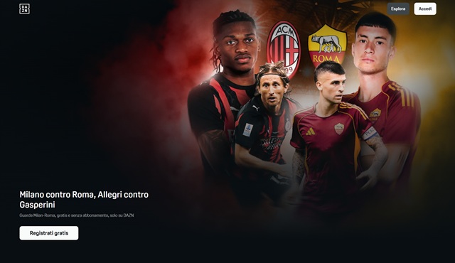 milan roma registrati gratis su dazn