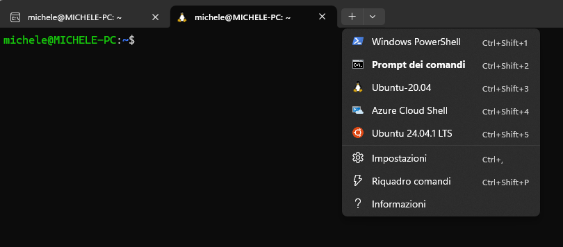 Selezione finestra terminale Windows 11