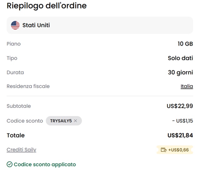 stati uniti esim saily 10 giga offerta