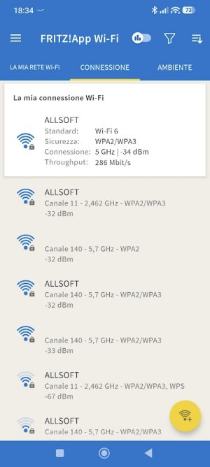SSID WiFi disponibili per la connessione