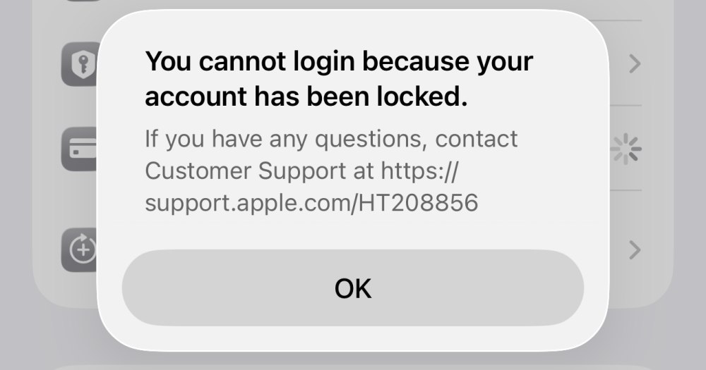 Account Apple bloccato