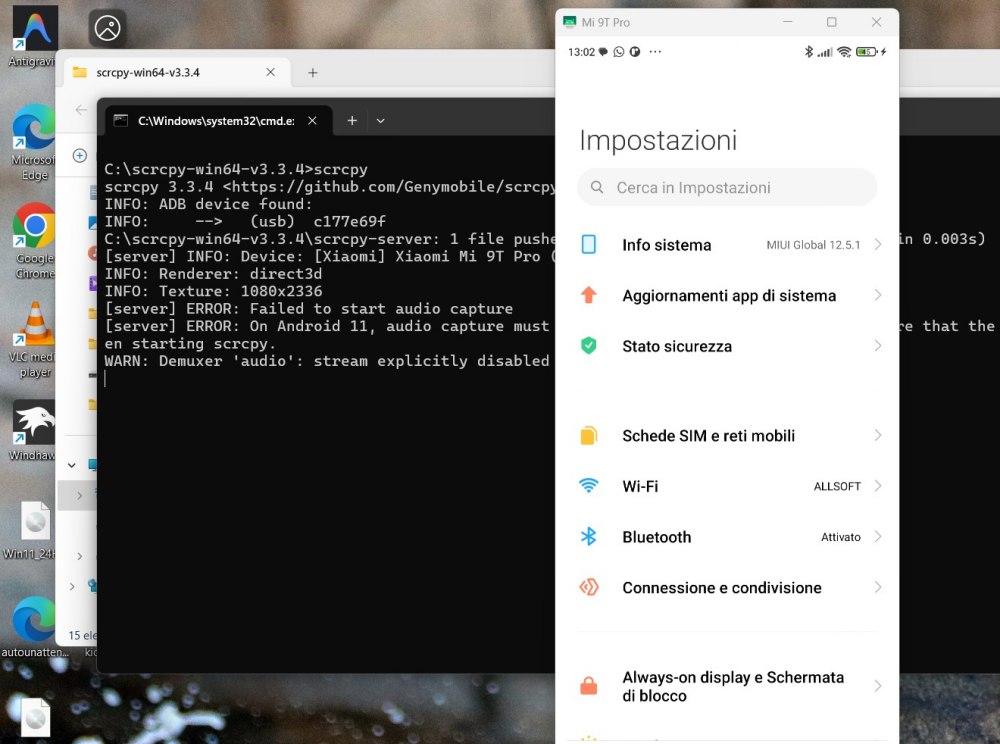 Smartphone Android danneggiato controllo da PC con scrcpy