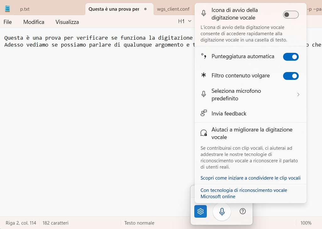 Digitazione vocale, dettatura in Windows 11