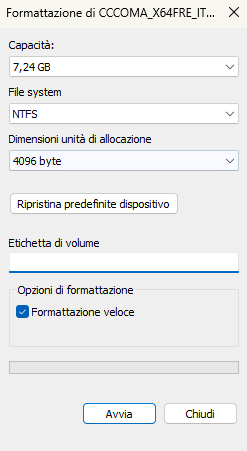 Formattazione MS-DOS Windows 11