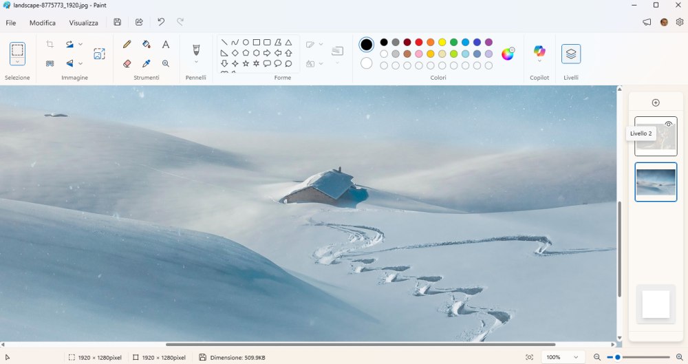 Gestione livelli Microsoft Paint Windows 11