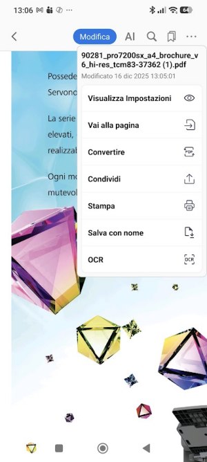 Menu principale PDFgear Android