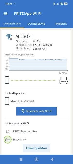 Misurare WiFi con FRITZ!App