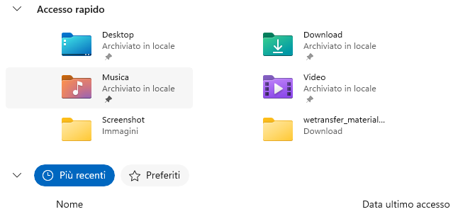 Preferiti Esplora file Windows 11