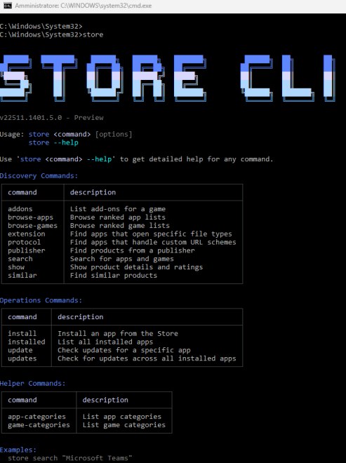CLI Store Microsoft Windows 11