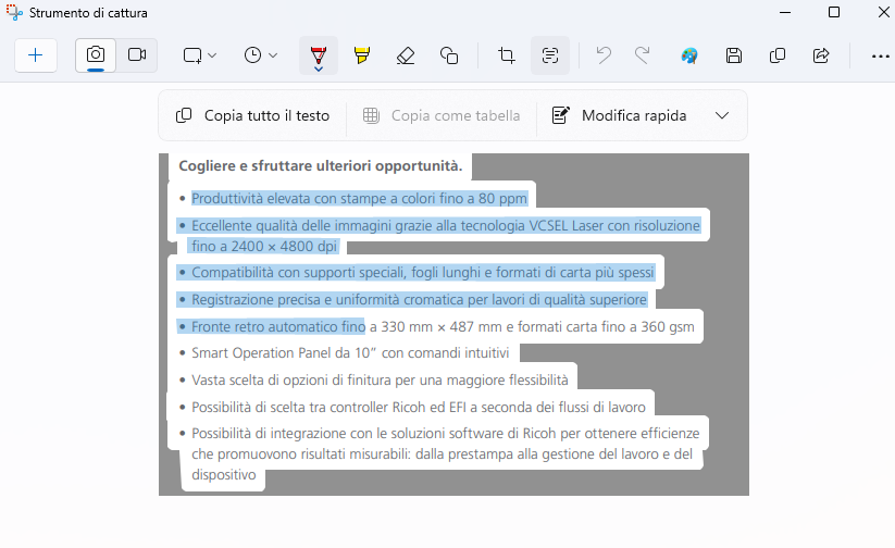 OCR Strumento di cattura Windows 11