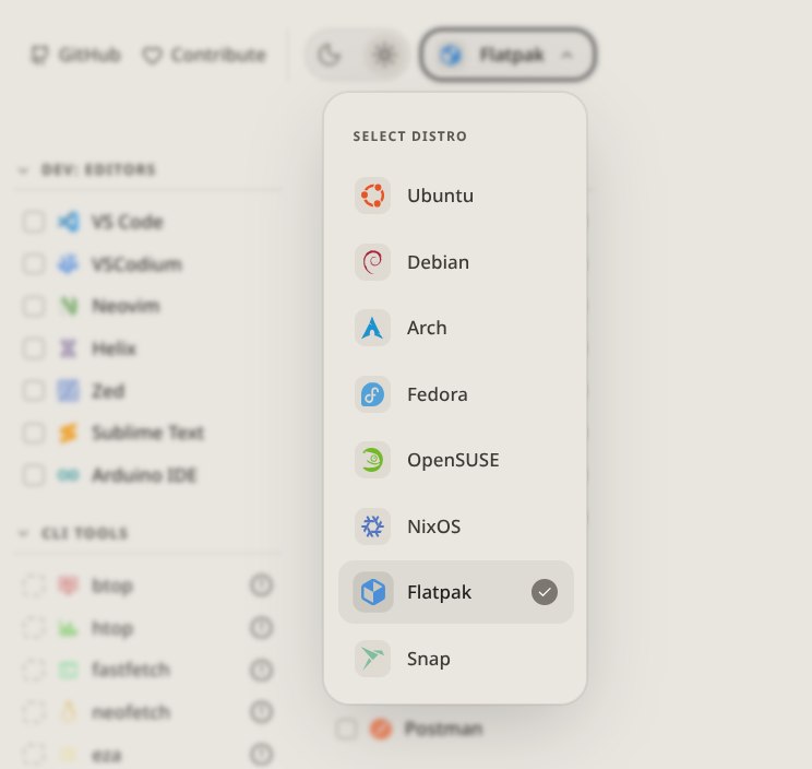 Selezione distribuzione Linux TuxMate