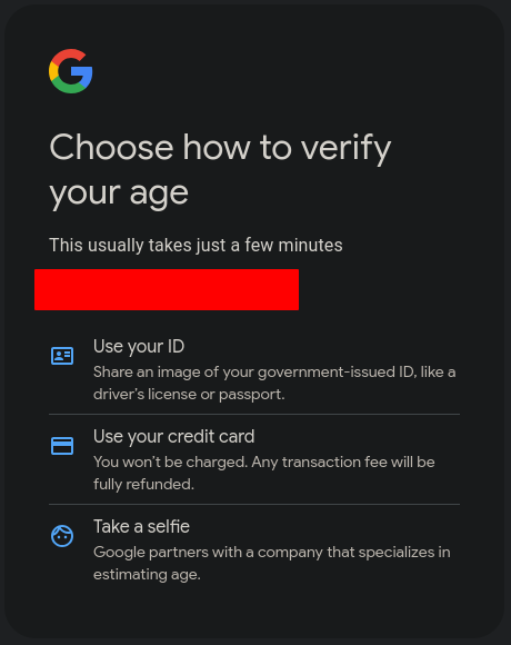 Verifica età Google