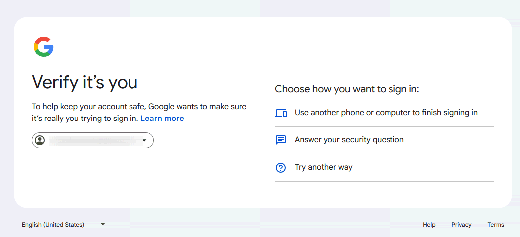 Cambio password Google: verifica identità
