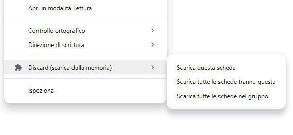 Discard schede aperte Chrome per risparmiare RAM