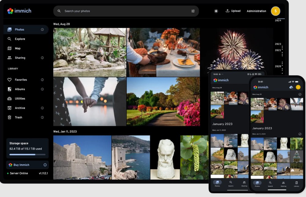 Immich, classificazione foto e video in locale