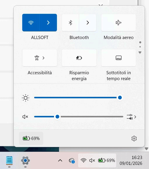 Attivazione percentuale batteria barra applicazioni