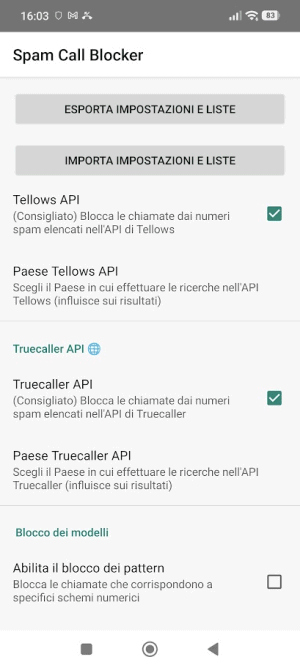 Blocco chiamate indesiderate Android