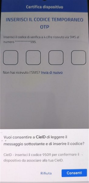 Inserimento codice OTP CieID