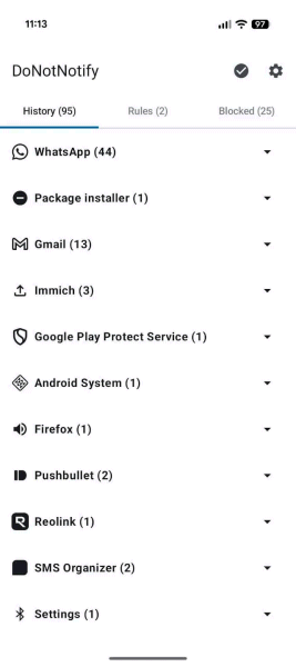 Cronologia notifiche Android