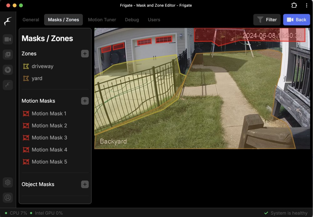 Editor maschere e zone Frigate