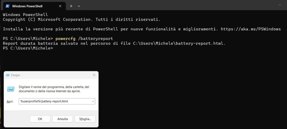 Report stato batteria Windows 11