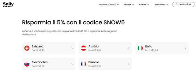 saily codice snow5