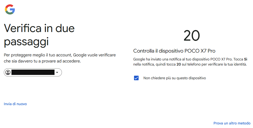Verifica in due passaggi Google risk-based