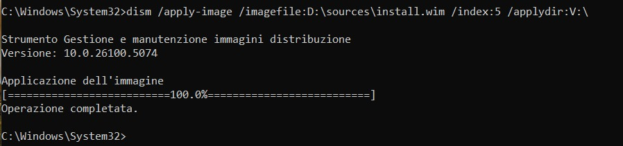 Applicazione immagine install.wim Windows 11 VHDX