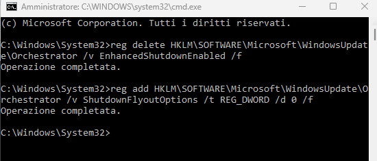 Rimozione installazione aggiornamenti Windows 11 menu Start