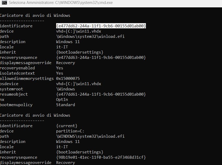 Impostazione boot manager Windows