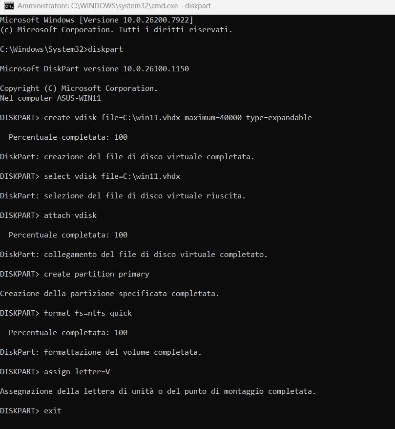 Creazione VHDX installazione Windows 11