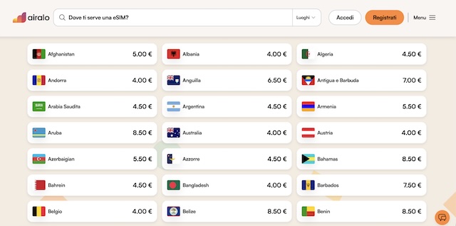esim airalo piani