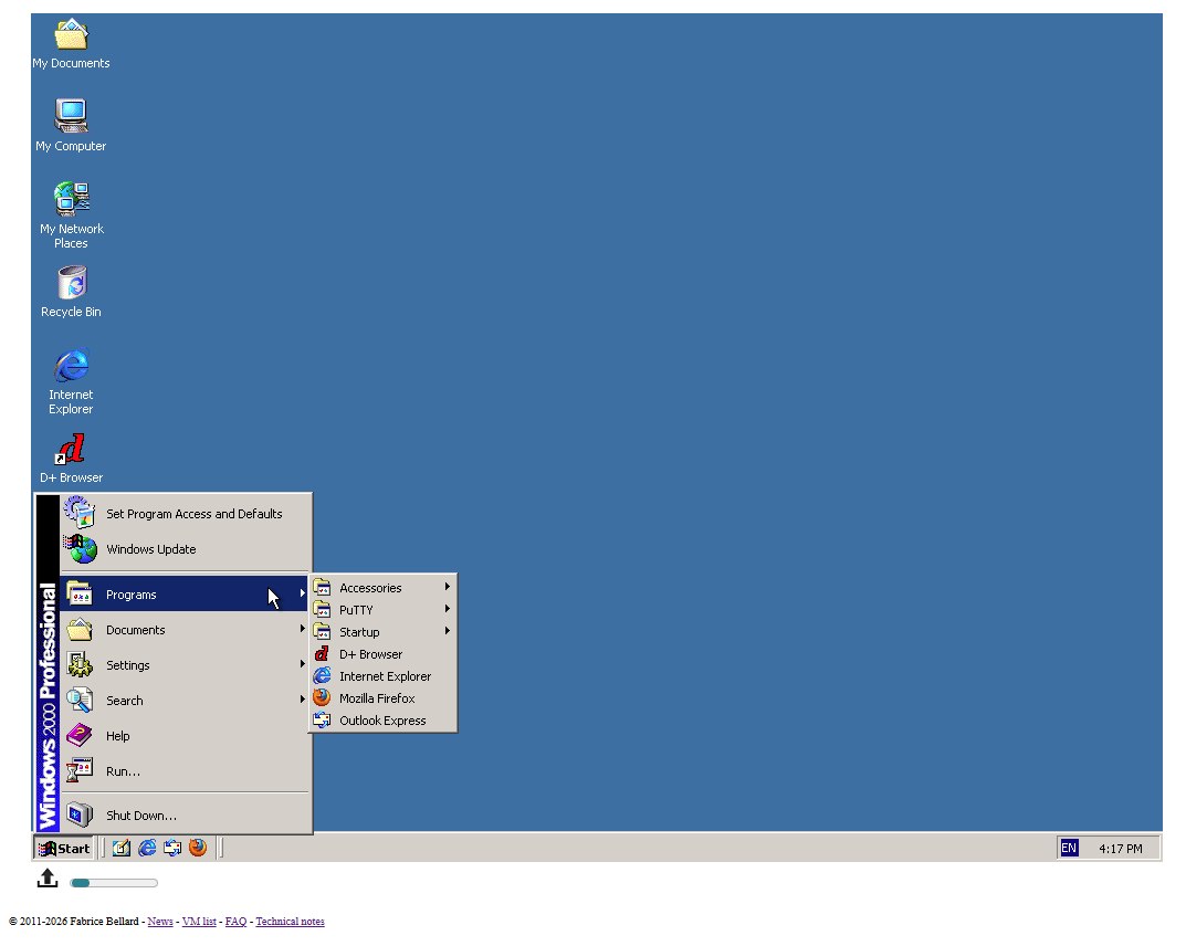 JSLinux Windows 2000 emulazione