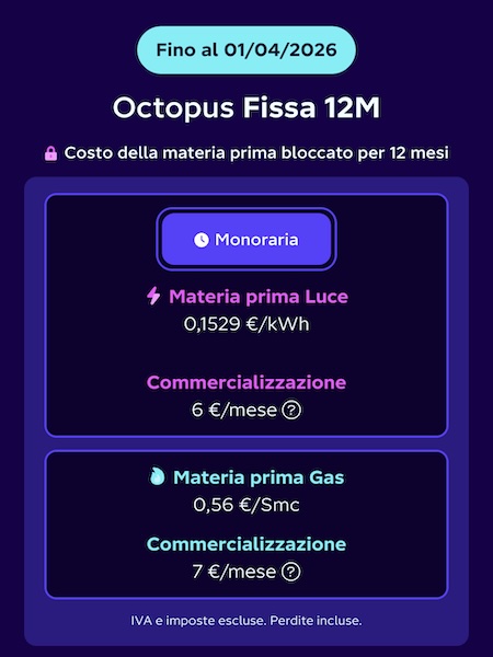 octopus fissa 12 mesi tariffe fino al 1° aprile