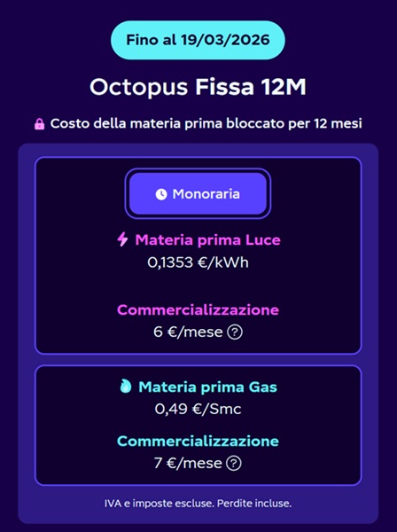 octopus tariffe luce e gas fino al 19 marzo