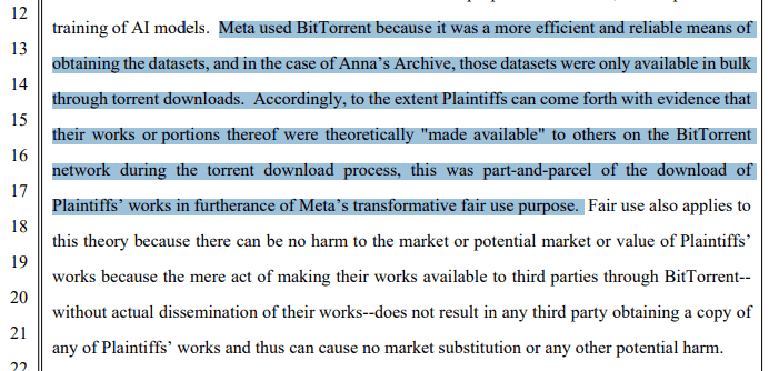 Posizione fair use AI Meta