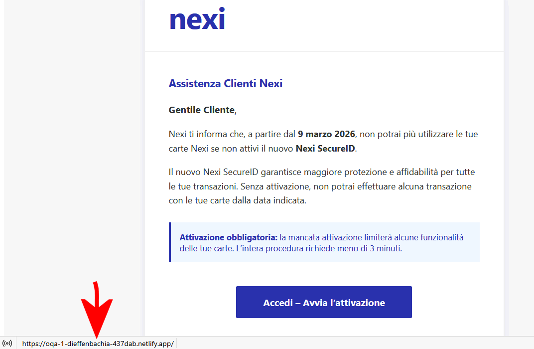 Analisi campagna phishing email Nexi