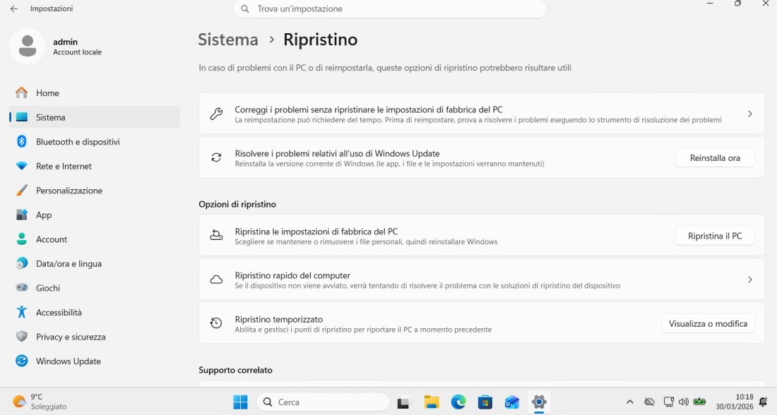 Ripristino temporizzato Windows 11