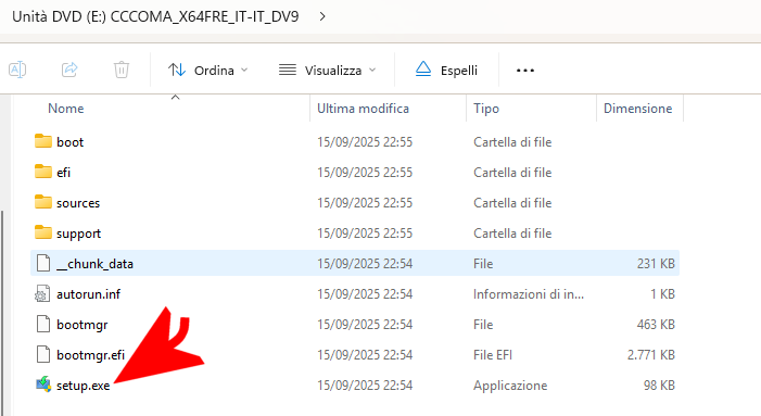 Setup Windows 11 immagine ISO ufficiale