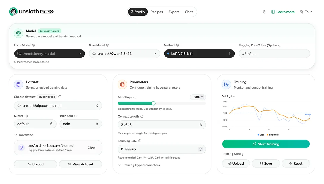 Unsloth Studio addestramento modelli AI locale