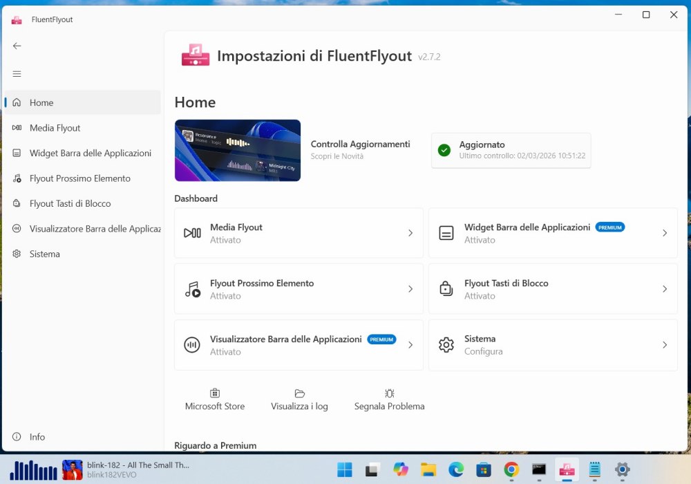 Widget multimediale barra applicazioni Windows 11