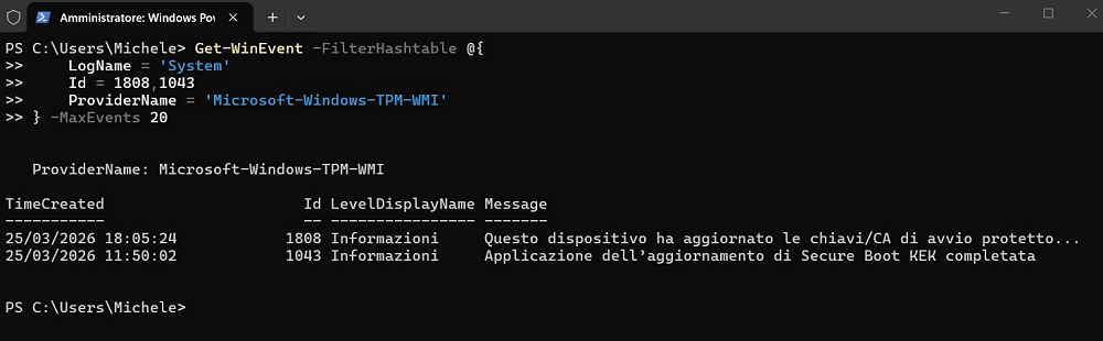 Windows UEFI CA 2023 certificato aggiornato