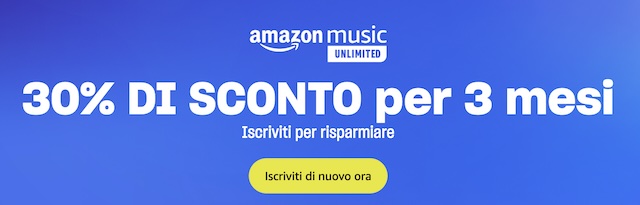 amazon music unlimited sconto 30 per cento