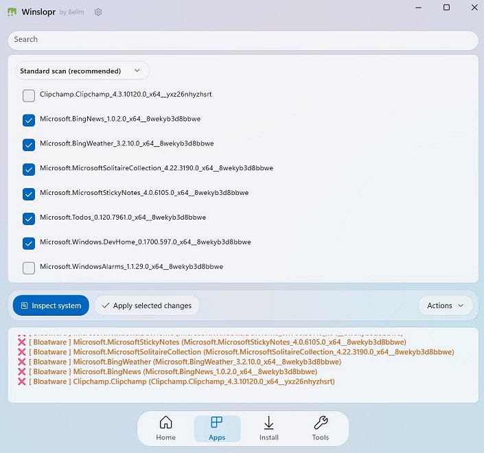 Gestione app preinstallate Windows 11